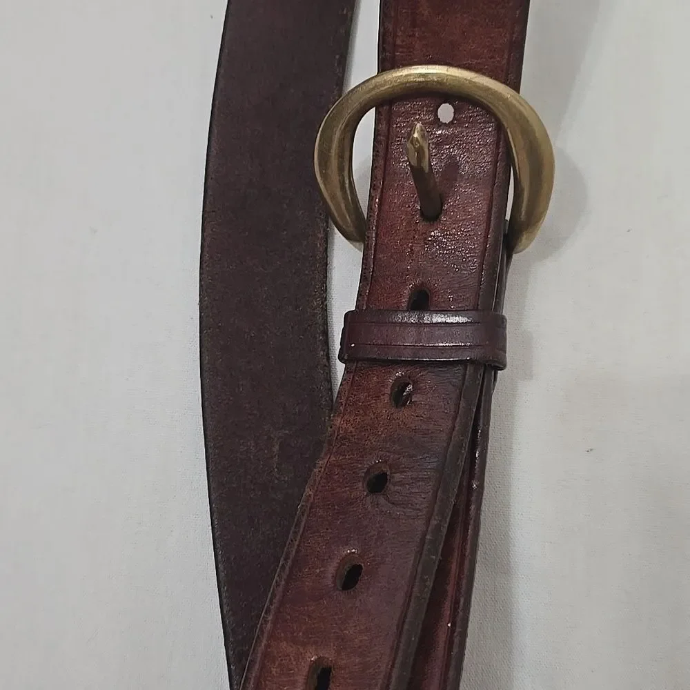 R.E. Fennell Vintage,‎ Brown Leather Belt with Gold Buckle